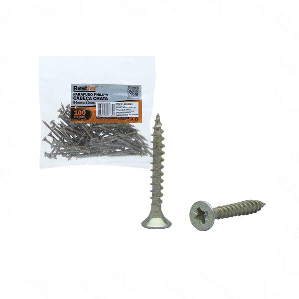 Parafuso Phillips Chata 4.0 x 45mm BFH3081 Bestfer Pacote 100 Unid