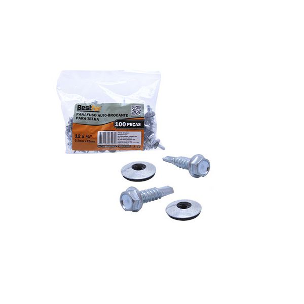 Parafuso Autobrocante Costura para Telha 7/32 x 7/8 Bestfer BFH2848 100 Unid