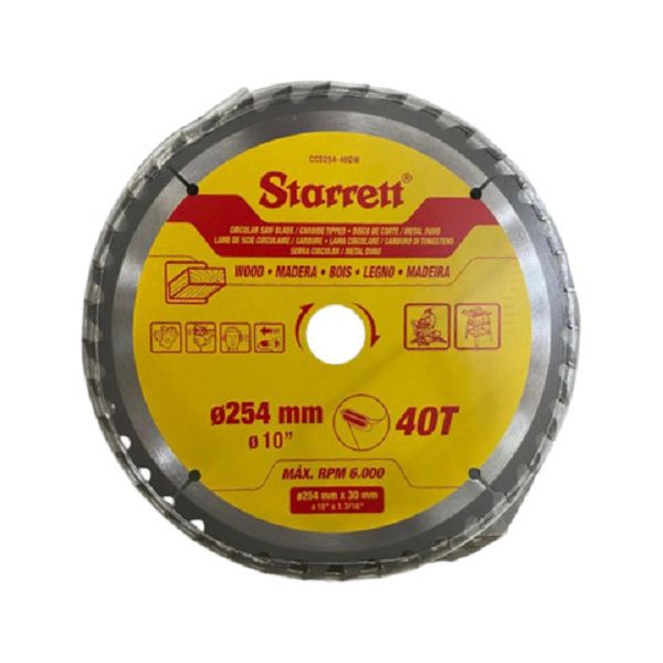 Disco de Serra Circular 254mm com 40 Dentes CCS254-40 Starrett