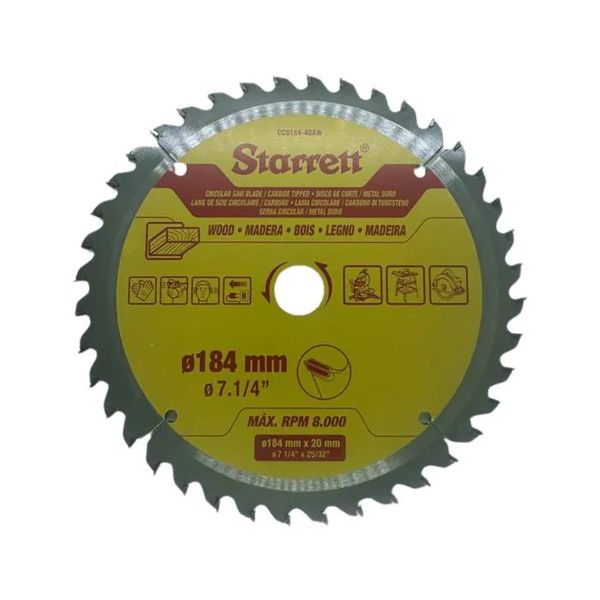 Disco de Serra Circular 7.1/4 pol com 24 Dentes CCS184-24 Starrett