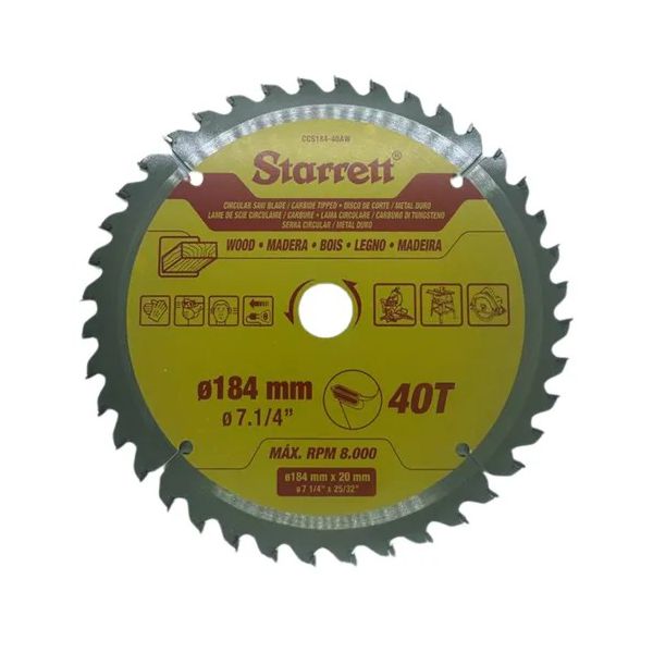 Disco de Serra Circular 7.1/4 pol com 40 Dentes CCS184-40 Starrett