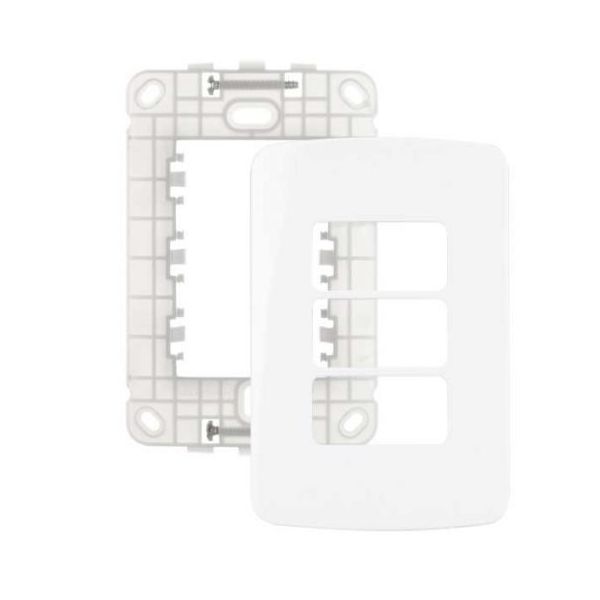 Placa 4 x 2 Branca - 3 Postos 19434 Linha B3 Margirius