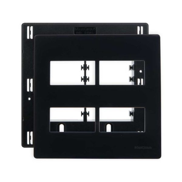 Placa 4 x 4 com Suporte 4 Postos Separados Linha Infinity Ebony Margirius