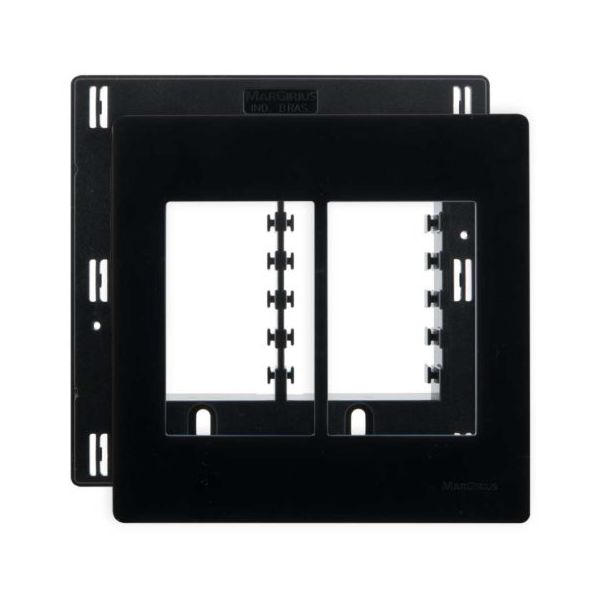 Placa 4 x 4 com Suporte 6 Postos Horizontais Linha Infinity Ebony Margirius