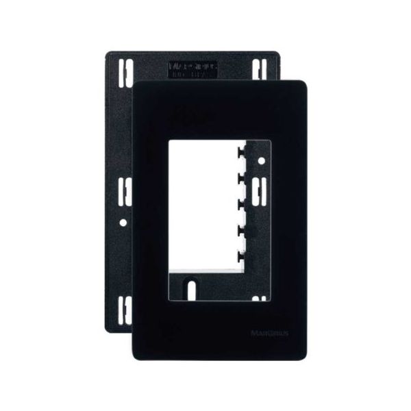 Placa 4 x 2 com Suporte 3 Postos Horizontais Linha Infinity Ebony Margirius