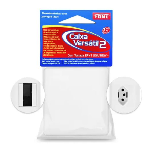 Caixa Versátil Nº2 Para Disjuntor + Tomada 20A 2344 Fame | Santec