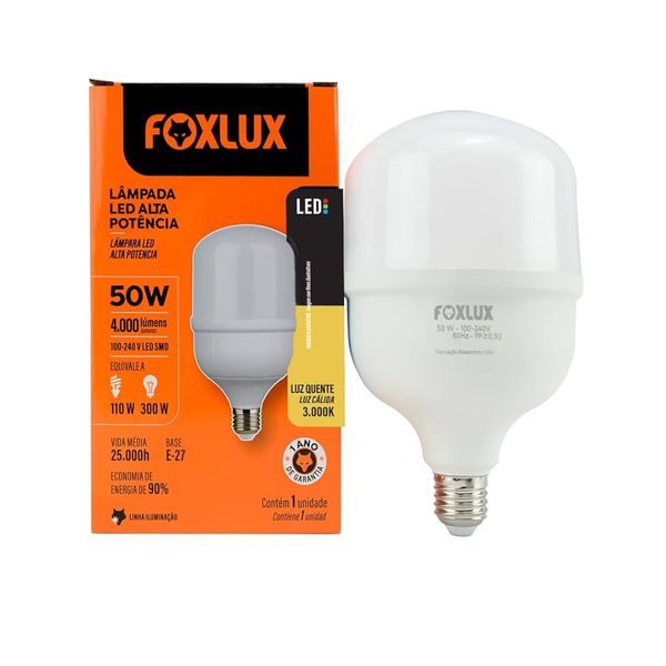 Lampada Led 50W 3000K Bivolt Foxlux 90.99
