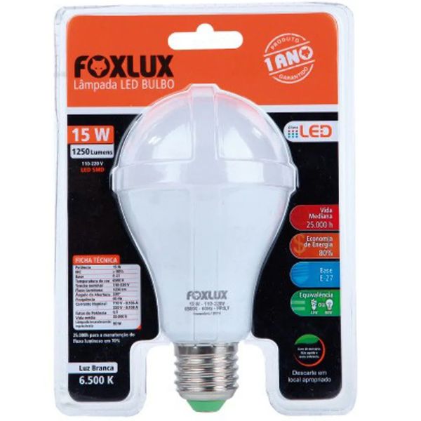 Lampada Led 15W 6500K Bivolt Foxlux 90.23