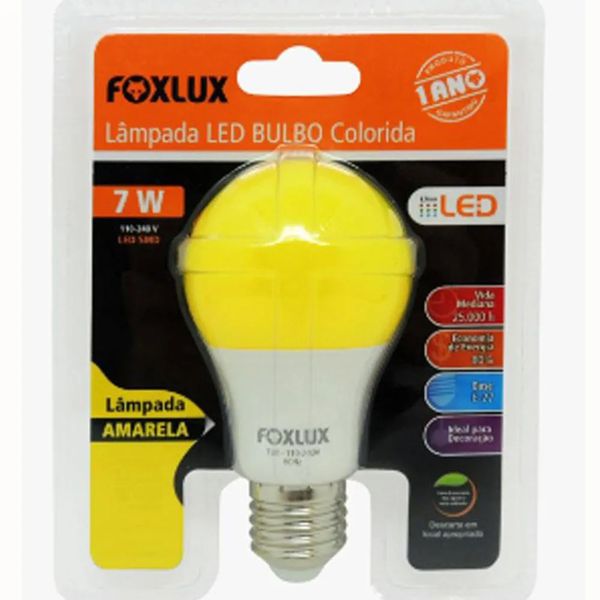 Lampada Led Amarela 7W Bivolt Foxlux 90.83 | Santec
