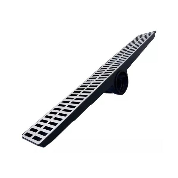 Grelha Ralo Pluvial Linear com Coletor 15x100cm Alumínio Saída Lateral 2 Lados