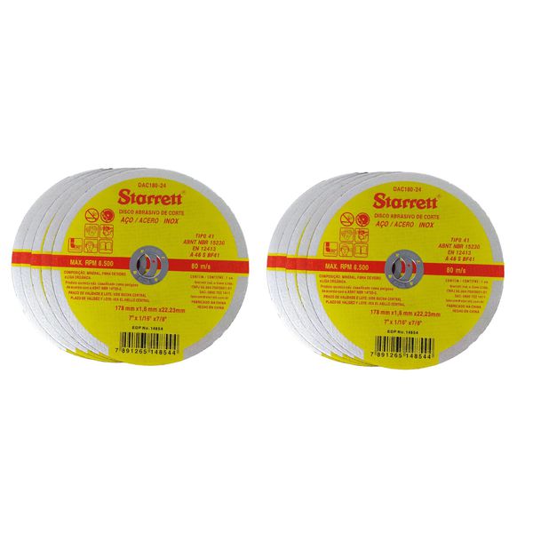 Disco de Corte 7 pol x 1,6mm x 7/8 DAC180-24 Starrett Kit 10 Unid