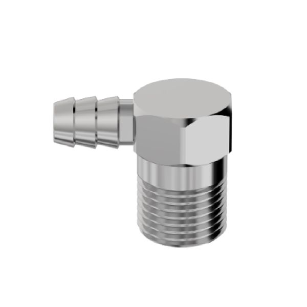 Adaptador Niquelado Vertical de Latão Niquelado Para Gás Rosca 1/2 pol e Mangueira 3/8 