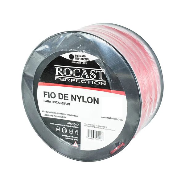 Fio De Nylon Para Roçadeiras Bitola 1.8mm Rolo 2kg 3100008 Rocast
