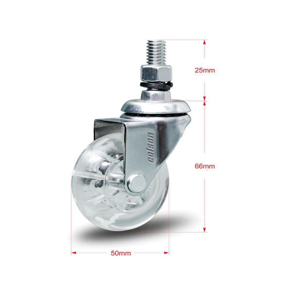 Rodízio Gel Giratório 50mm Com Rosca 3/8 pol Capacidade 40kg Colson