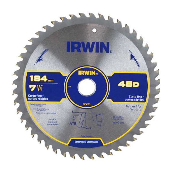 Disco De Serra Circular 7.1/4 pol x 48 Dentes Iw14109 Irwin