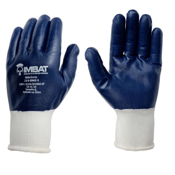 Luva Poliester Banho Total Nitrila Azul Tamanho G Imbat