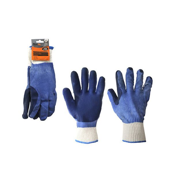 Luva Malha Tricotada Emborrachada Azul Tamanho G BFH1848