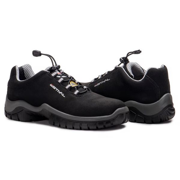 Sapato Segurança Microfibra Reno Preto e Cinza EN1002 Estival