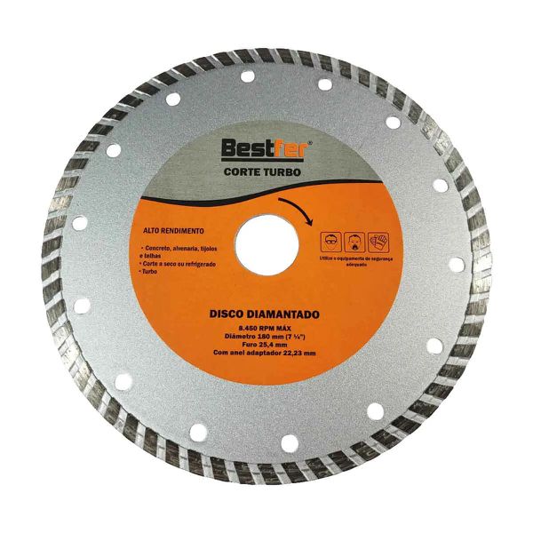 Disco Diamantado 180mm x 22,2mm Turbo Bestfer BFH1490