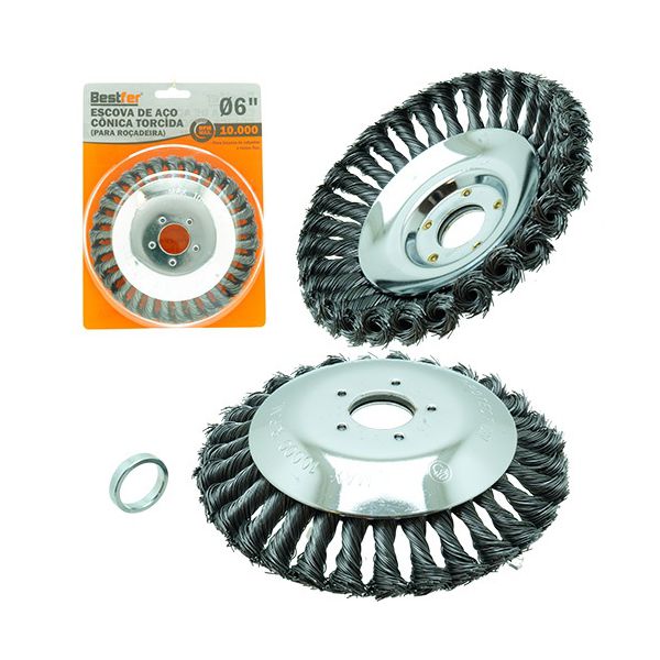 Escova de Aço Cônica 6 pol para Roçadeiras BFH3403 Bestfer