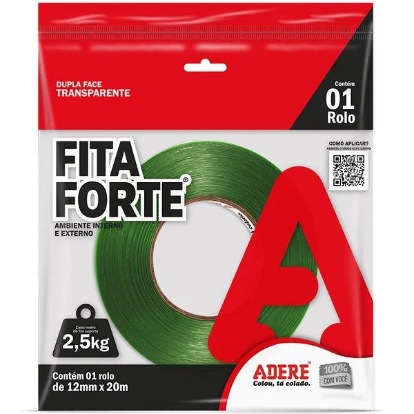 Fita Dupla Face Transparente 12mm x 20m Adere XT100