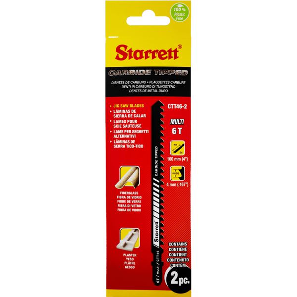 Lâmina Serra Tico Tico Metal Duro 100mm com 2 Peças Starrett CTT46-2
