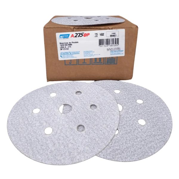 Disco de Lixa 6 pol com Velcro 7 Furos Norton