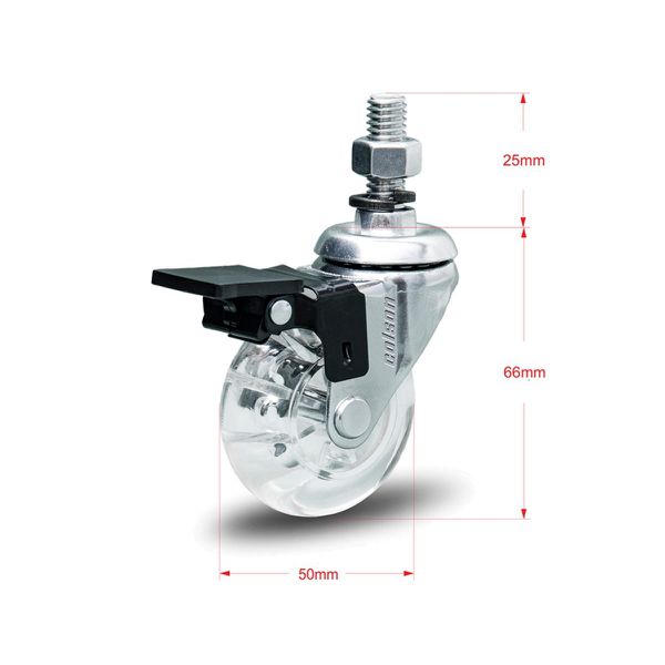 Rodízio Gel Giratório 50mm Com Rosca 3/8" E Freio Capacidade 40kg Colson