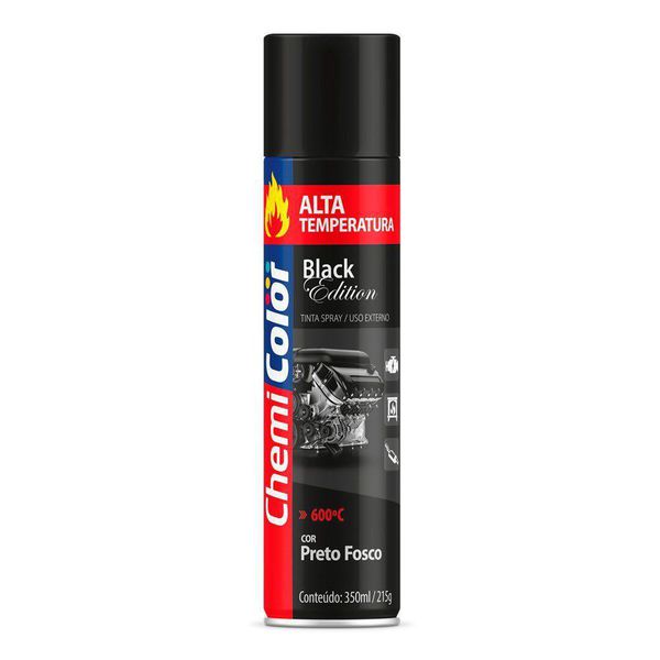 Tinta Spray Preto Fosco Alta Temperatura 400ml Chemicolor