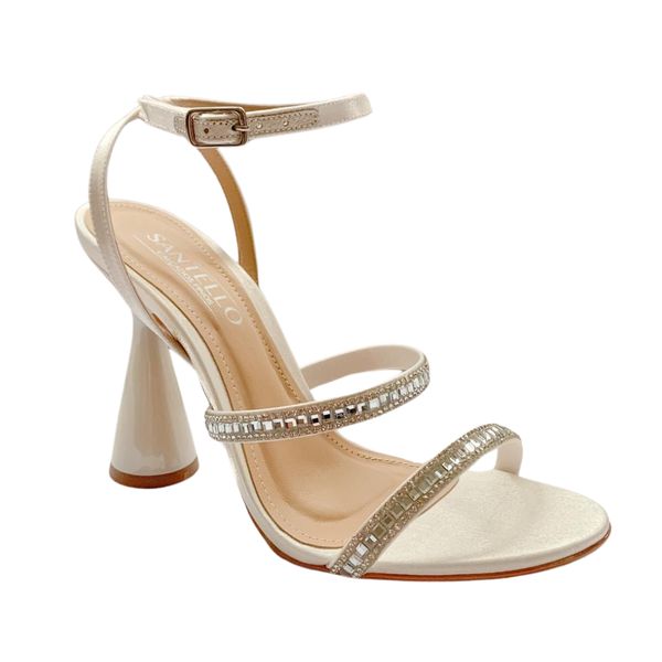 SANDÁLIA DE NOIVA TIRAS DE BRILHO OFF WHITE