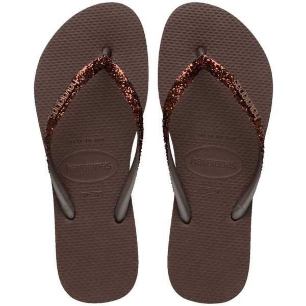 Chinelo Havaianas Slim Glitter II-Café - SÃO ROQUE CALÇADOS