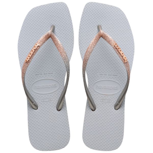 Chinelo Havaianas Slim Square Glitter-Cinza Gelo - SÃO ROQUE CALÇADOS