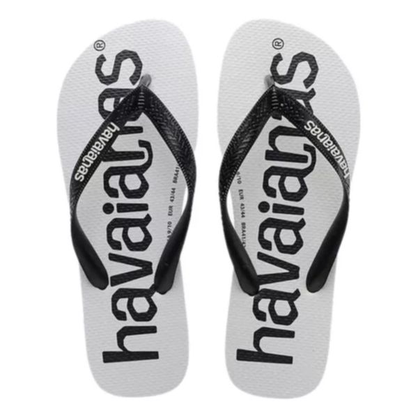 Chinelo Havaianas Top LogoMania Branco/Preto - SÃO ROQUE CALÇADOS
