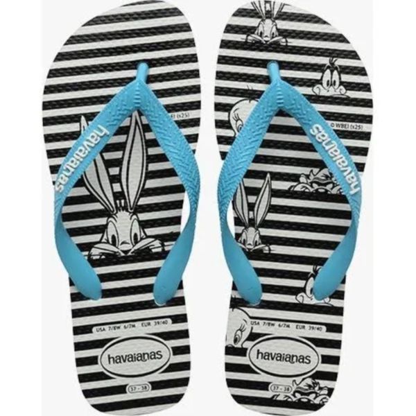 Chinelo Havaianas Top Warner Logo-Branco Azul - SÃO ROQUE CALÇADOS