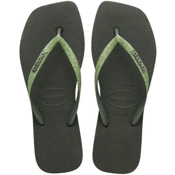  Chinelo Havaianas Slim Square Glitter-Verde Olive - SÃO ROQUE CALÇADOS