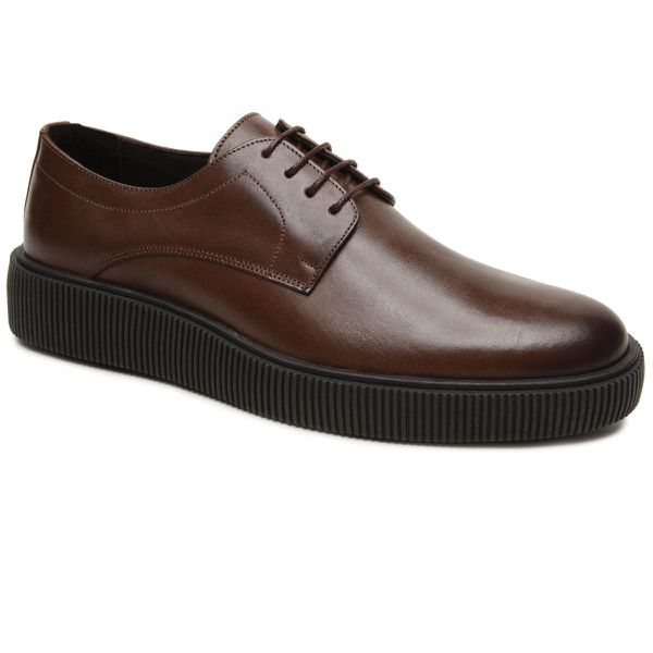 Sapato Casual Masculino de Amarrar de Couro Chocolate 611