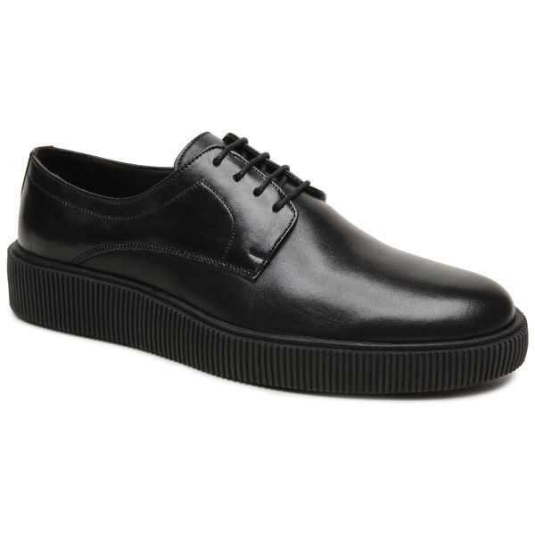 Sapato Casual Masculino de Amarrar de Couro Preto 611