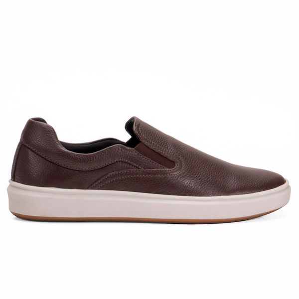Tênis Sapatênis Casual Slip On Masculino Sintético Café CRE0075 