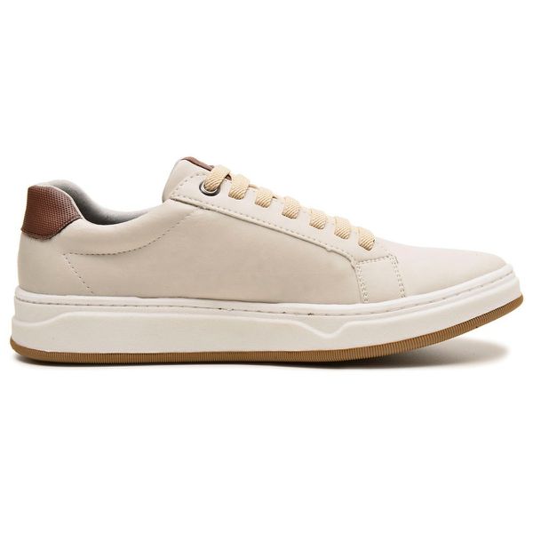 Tênis Sapatênis Masculino Zíper Elástico Palmilha Gel Sintético Off White TO3000