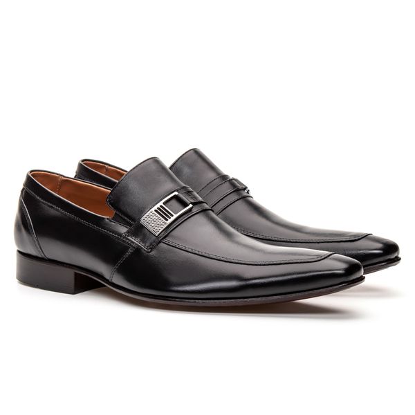 Sapato Masculino Loafer Social com Fivela Estilo Italiano em Couro