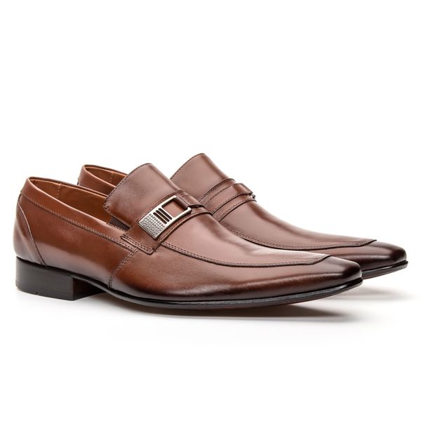 Sapato Masculino Loafer Social com Fivela Estilo Italiano em Couro