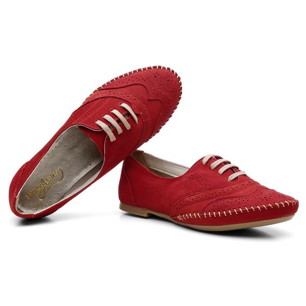Sapato Oxford Feminino Confort Vermelho