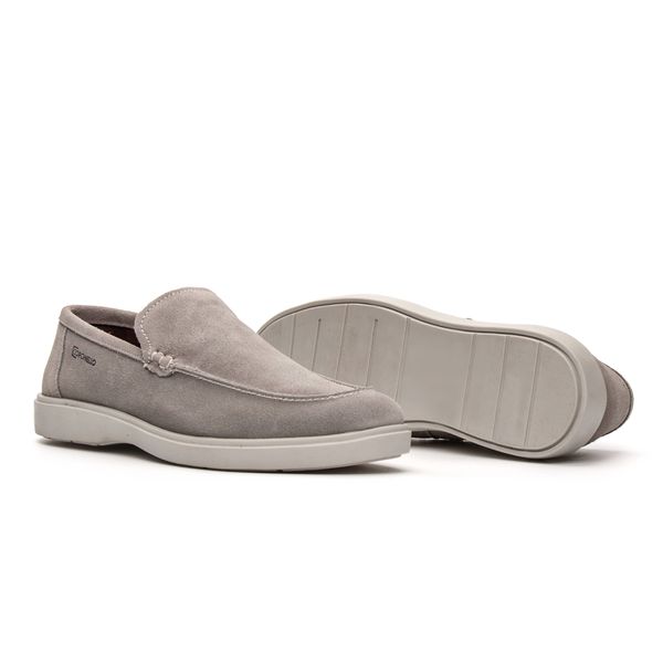 Mocassim Santorini Camurça Prata