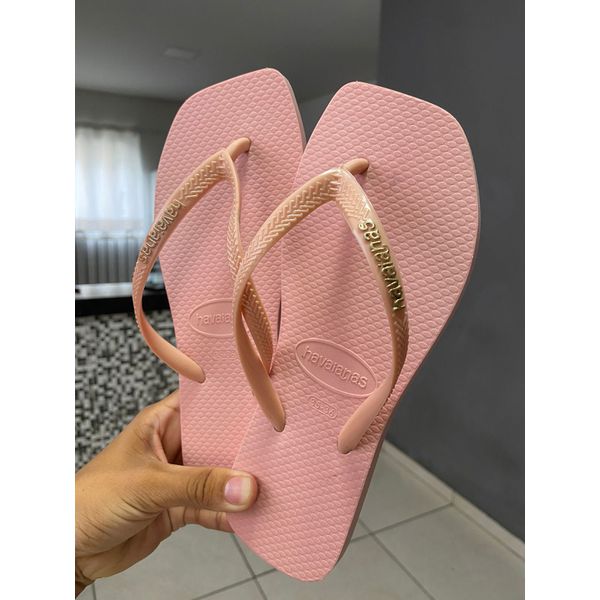 Chinelo Hav Quadrado Rosa 