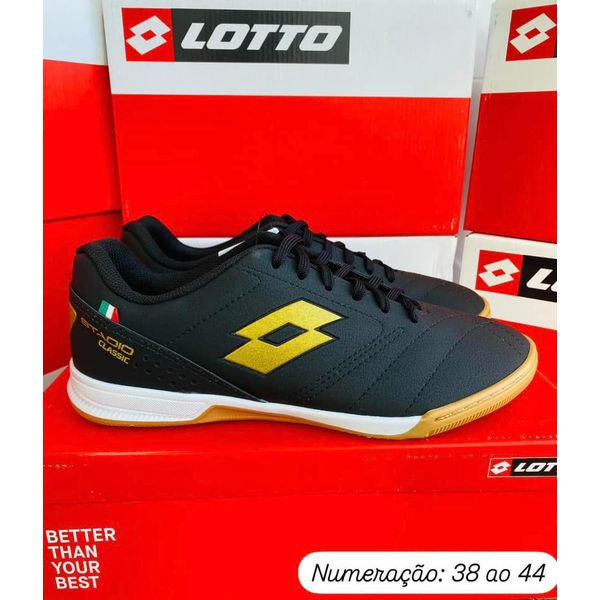 CHUTEIRA FUTSAL LOTTO PRETO/OURO
