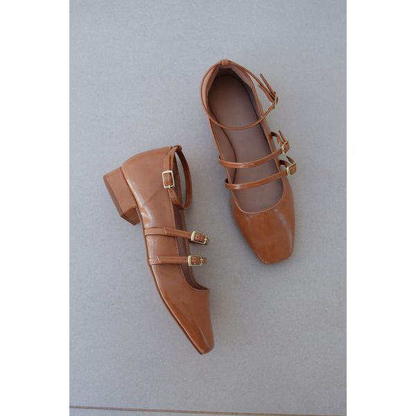 Scarpin Bico Quadrado Caramelo