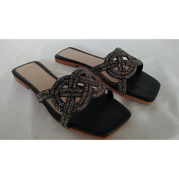 Rasteira Preta Strass