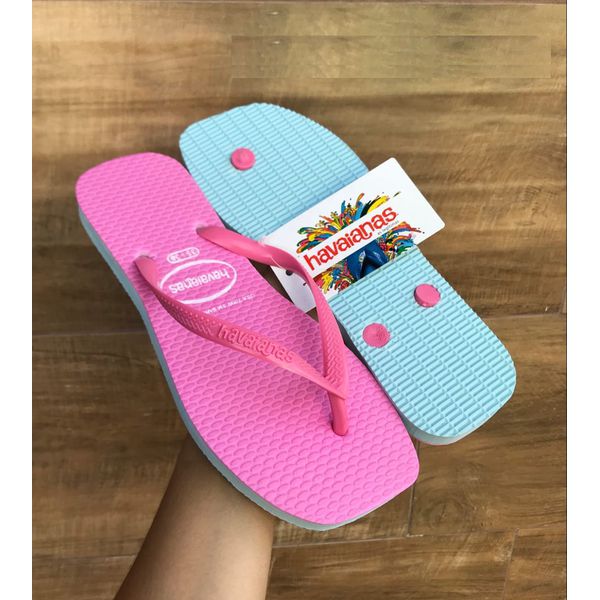 Chinelo HAV Quadrado Rosa
