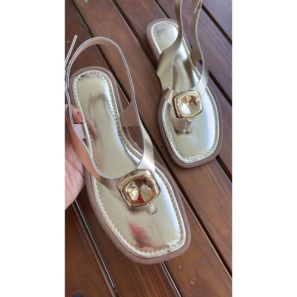 Rasteira Ouro Detalhe Dourado