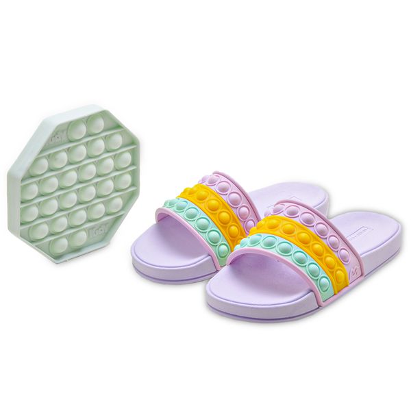 Chinelo Slide Infantil Lilas Cor e Mar 1762